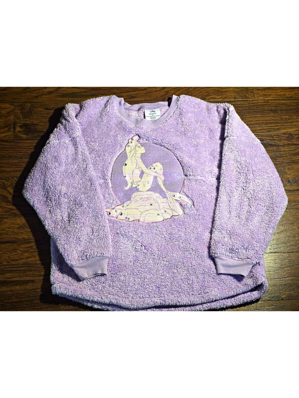 Disney Spirit Jersey Little Mermaid Ariel Sherpa Fleece Purple Women M Sequin